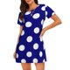 thumbnail image 1 of Balery Navy And White Polka Dot Camisón de manga corta con cuello redondo para mujer, cómodo y elegante., 1 of 6