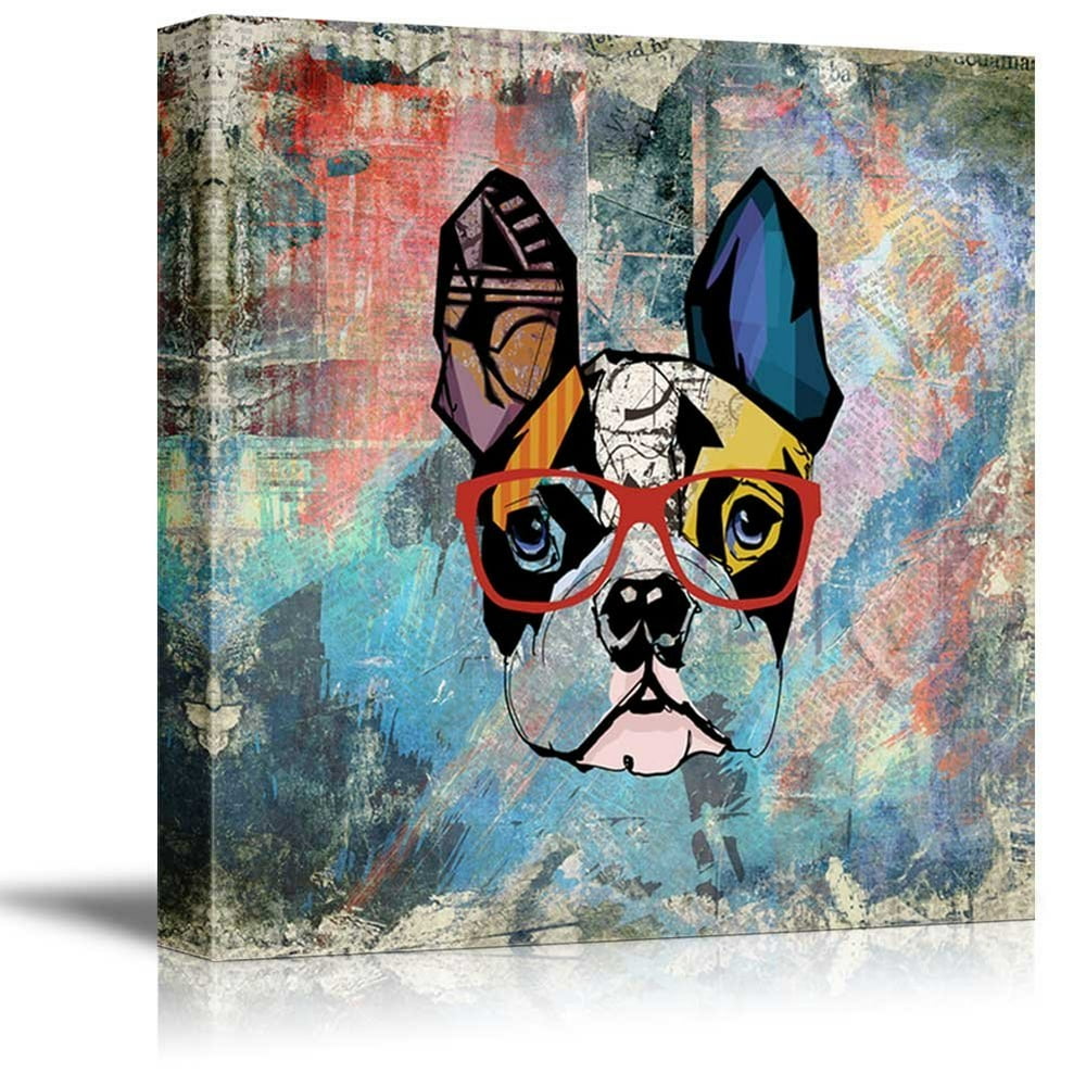 wall26 Square Dog Series Canvas Wall Art - Colorful Painting of a Dog