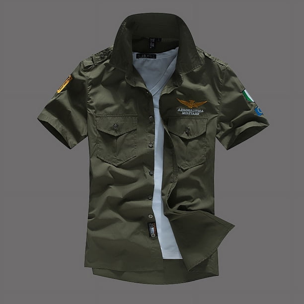 Camisa casual de manga corta de verano para hombre, moda de primavera y verano, camisa bordada de algodón elegante, corte entallado