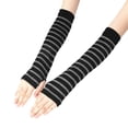 thumbnail image 2 of Resicozy Arm Warmers Fingerless Gloves for Women Cute Y2k Accessories Soft Lightweight Striped Gloves Gray, 2 of 4