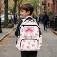 thumbnail image 3 of HUIACONG Pink Bow Deer School Backpack for Boys Girls Ages 6-18 Water Resistant Multi Pocket Padded Adjustable Straps Large Capacity Bookbag for Elementary Middle High School Daily Use, 3 of 7