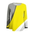 thumbnail image 4 of GigrtiJin Women's Basic Colorblock Tops Round Neck Long Sleeves Casual Loose Blouse Comfy Pullover Fall Shirts, 4 of 5