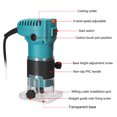 thumbnail image 4 of Generic Adjustable Speed Electric Wood Trimmer for DIY Crafting, Cabinet Making, and Precision Woodworking with Transparent Base, 800W Power, 30000 RPM, 110V US Plug, Blue & Black Design, 4 of 6