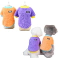 thumbnail image 1 of Suéteres para perros pequeños, ropa de vellón, suéteres cálidos de invierno para cachorros, ropa para gatos (naranja + morado), 1 of 6