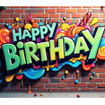 thumbnail image 4 of Happy Birthday Banner Background Colorful Backdrop Wall Party Decorations Festive Event Supplies Celebration Graffiti Photography Props, 4 of 4