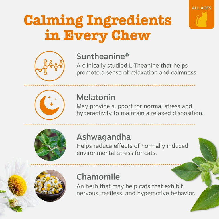 Zesty Paws Calming Bites, Stress & Anxiety Relief Supplement for Cats, 30 Count