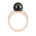 thumbnail image 2 of ANGARA Tahitian Cultured Pearl Ring with Graduated Diamonds in 14K Rose Gold for Women | June Birthstone, Birthday, Anniversary, Jewelry Gift for Women | Pearl Ring, 2 of 8