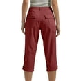 thumbnail image 4 of Fnooota Womens Capri Pants with Pockets, Summer Work Casual Solid Color Womens Capris Wine Size XL, 4 of 4