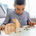 thumbnail image 6 of Handmade Wooden Money Box for Kids, Solid Wood Deposit Bank with Glass Window, Children's Saving Bank Bedroom Decor Gift(A), 6 of 7