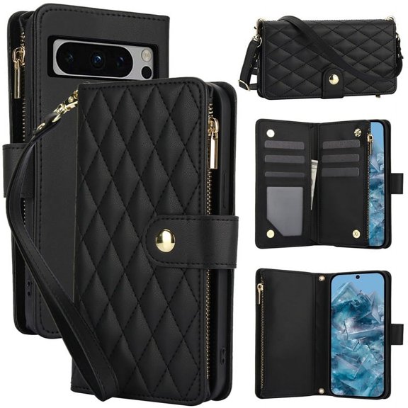 Fashion crossbody lanyard wrist strap wallet leather phone case for Google Pixel 9 Pro XL 8A 7A 6A 8 Pro 7 card holder cover