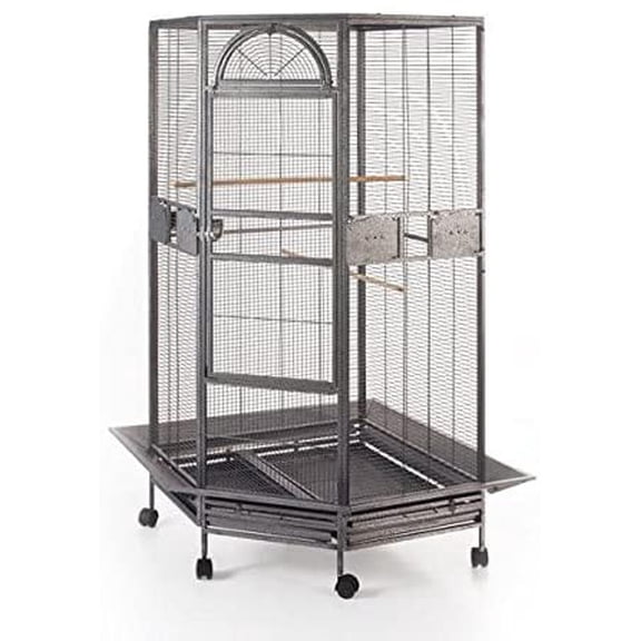 64" Extra Large Pentagon Corner Flight Bird Parrot Cage for Cockatiel Parakeet Budgies Aviary Canary Lovebird Finch Parrot with Around Metal Seed Skirts