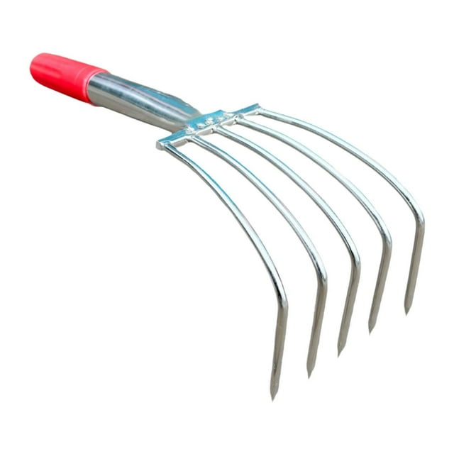 koolsoo Râteau à Main Petit Râteau à Main de Jardin Cultivateur Creusage pour Cour Arrière Patio Plage 5 Dents