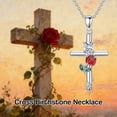thumbnail image 6 of Birthstone Cross Necklace 925 Sterling Silver Rose with Butterfly Birthstone Cross Pendant Necklace Jewelry Gifts for Women Birthday Christmas, 6 of 6