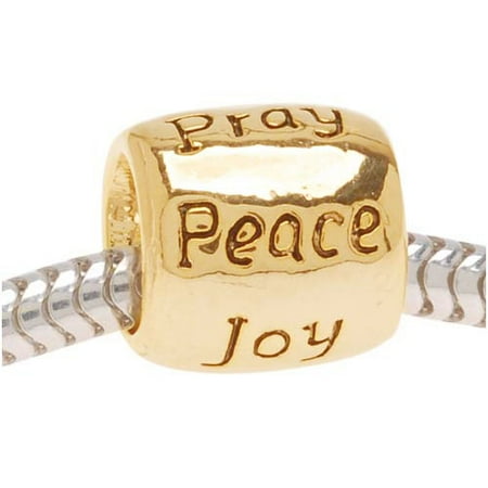 22K Gold Plated Message Bead Love Faith Pray Peace Joy Hope - European Style Large Hole (1)
