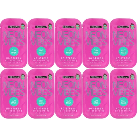 Freeman Neon Vibes, Travel Size, No Stress, Oil Absorbing Clay Mask, .33 oz Pk10