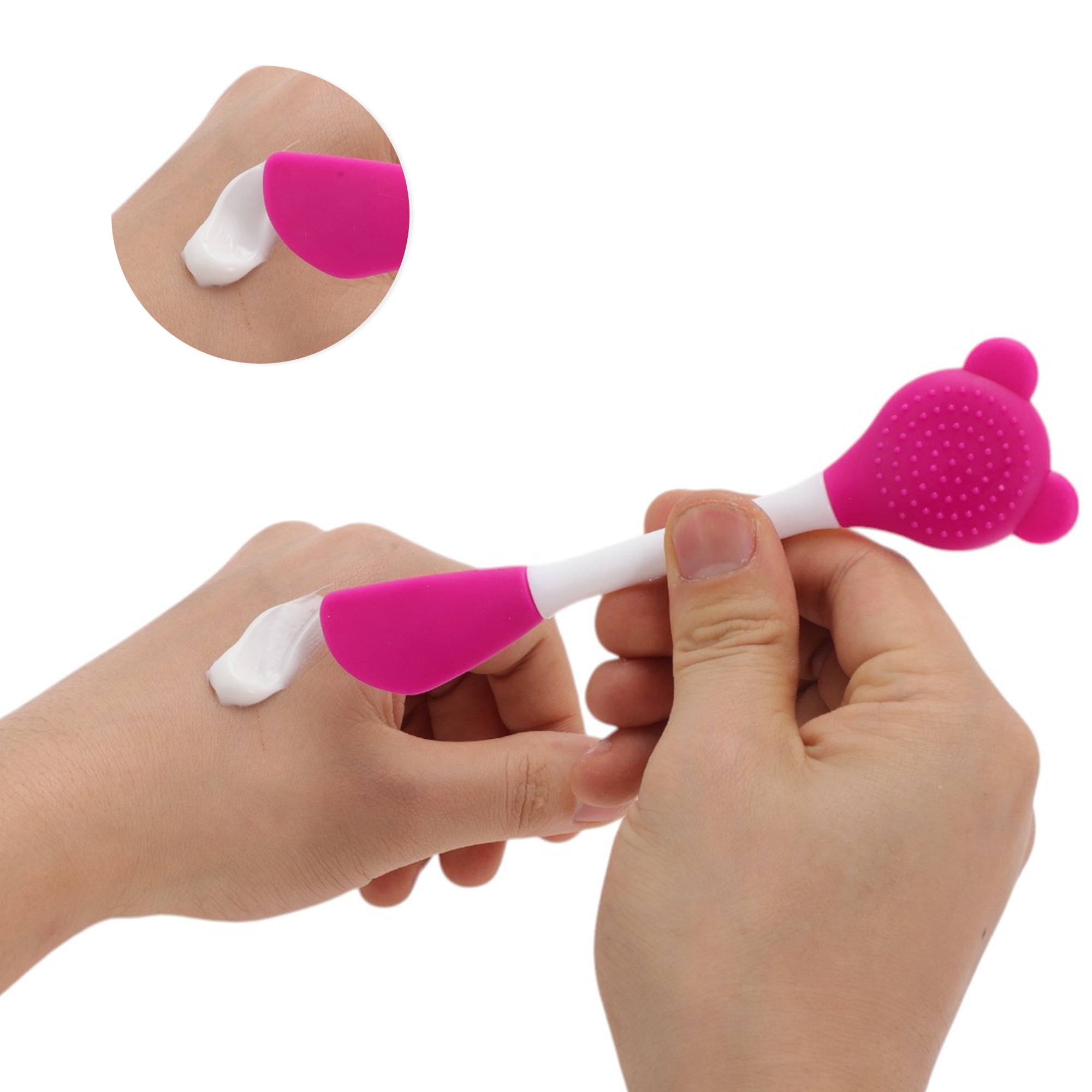 Unique Bargains Smooth Knife-shaped Facial Mask Brush 2 Pcs Rose Red