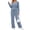 Blue, variant on Fantaslook Two Piece Lounge Sets for Women Vacation Travel Fall Outfits V Neck Tops Wide Leg Pants Matching Sets Women Clothing