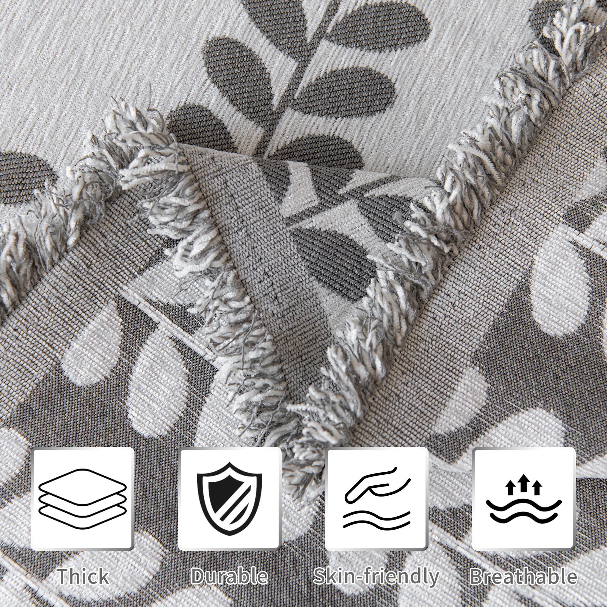 Smuge Sofa Cover Couch Cover Protector Slipcover, L Shape 3 Cushion Throw Sofa Towel Furniture Cover for Dogs Cats Home Decor (71"x 134", Gray White)