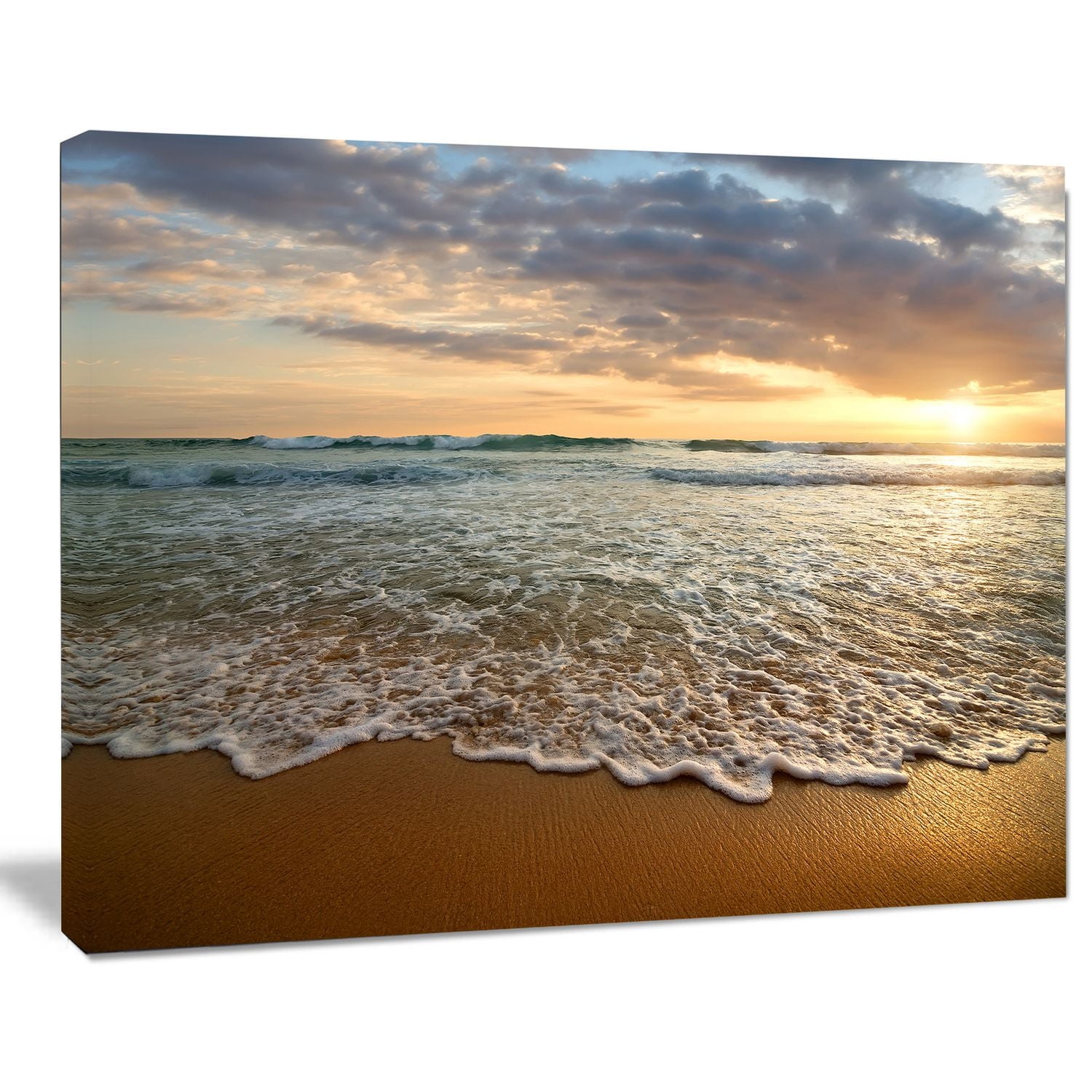Design Art Bright Cloudy Sunset in Calm Ocean Contemporary Seascape Art Canvas