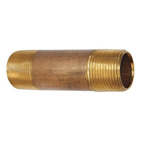 3/8 MNPT x 8 TBE Red Brass Pipe Nipple Sch 80 462-080X