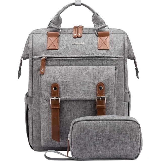 Mochila para portátil LOVEVOOK para mujer, trabajo y viajes de 15.6 pulgadas, gris