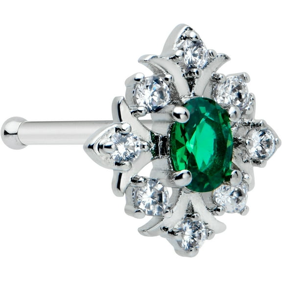 Body Candy Womens 20G 316L Stainless Steel Nose Ring Green Nose Stud Nose Bone 1/4