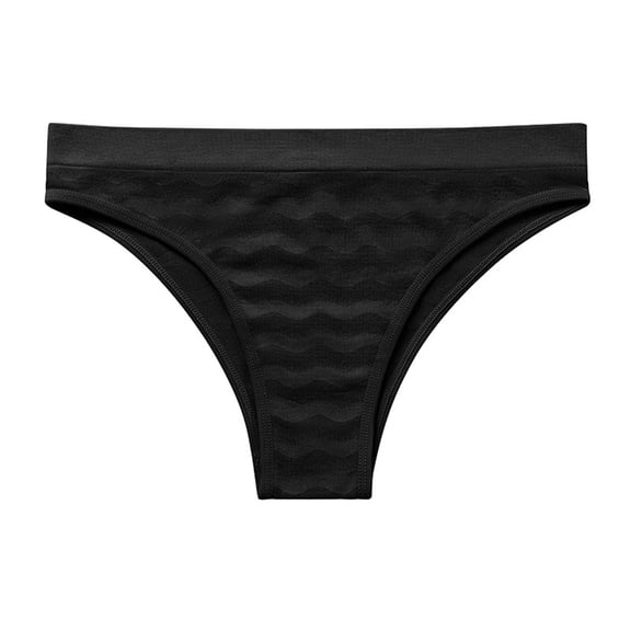 HUPOM Period Underwear For Women Silk Underwear For Women Low waist Elastic Waist Solid Thong Black S