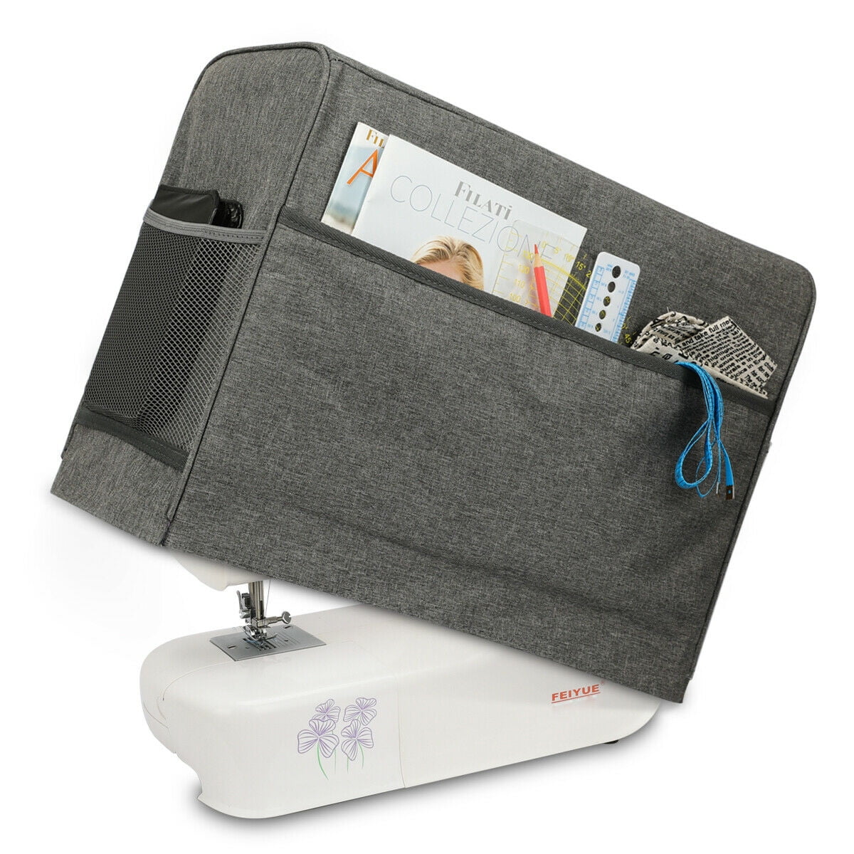Compatible with Most Standard Machines and Accessories Sewing Machine Dust Cover with Storage Pockets 