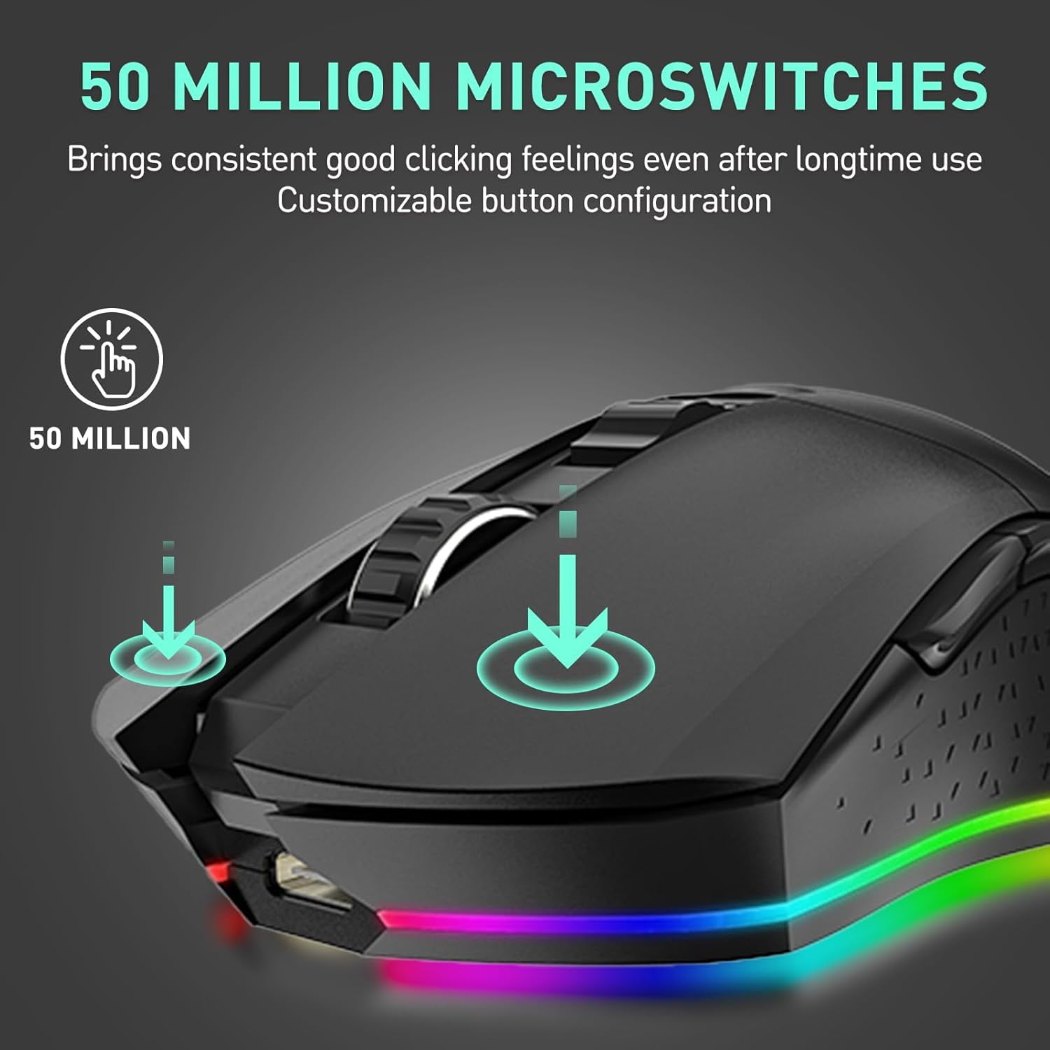 DAREU Dream Purple Wireless Gaming Mouse with Charging Dock Rechargeable RGB,12K DPI,7 Programmable Buttons High-Precision Sensor [300IPS] [1000Hz] for PC Notebook Mac