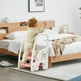 thumbnail image 2 of Taburete RONIPIC para niños pequeños, 3 peldaños con asas de seguridad, blanco y rosa, 2 of 6