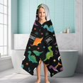 thumbnail image 6 of Black Dinosaurs Speech Bubbles Pattern Hooded Bath Towel，60"x35" for Ages 3 To 12 Kids, Quick Dry Lightweight Soft Microfiber Hood Beach Towel Cover Up for Kids, 6 of 7
