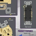 thumbnail image 2 of ENERLITES Elite Series Duplex Receptacle with Stainless Steel Metal Wall Plate, Tamper-Resistant Outlet, Commercial Grade, 15A 125V, UL Listed, 61580-TR-GD77PB, Gold with Polished Brass Wall Plate, 2 of 5