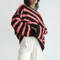 thumbnail image 2 of Women's Oversized Striped Knit Sweater Soft Chunky Pullover with Long Sleeves, Casual Loose Fit, 2 of 5