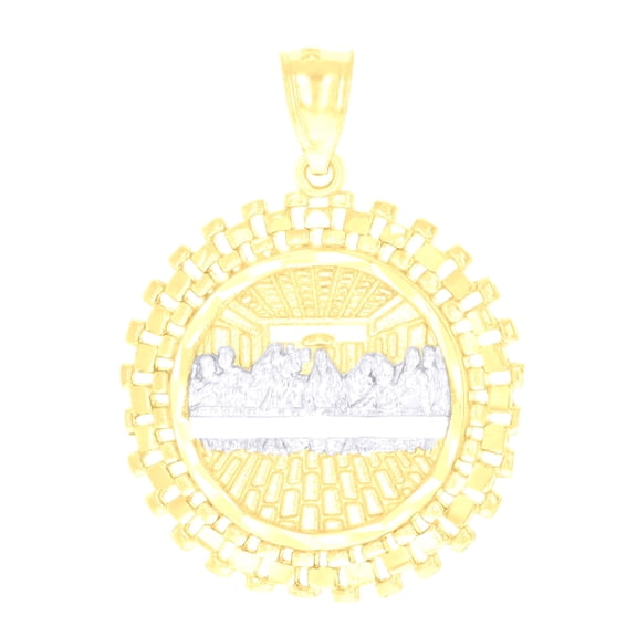 14k Two-tone Gold Mens Last Supper Religious Charm Pendant for Men
