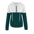 thumbnail image 6 of Womens Colorblock Drawstring Hoodie with Buttons Pocket Striped Loose Pullover Hooded Sweatshirt Long Sleeve Tops (2XL, Green 01), 6 of 6