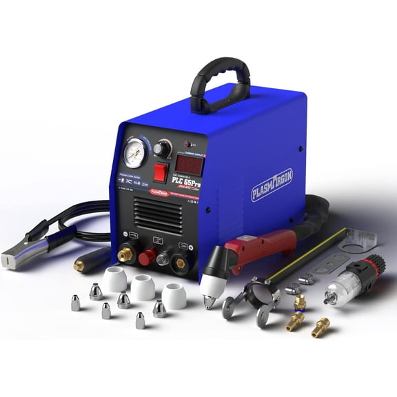 Plasma Cutter Machine,PLC65Pro 65A 110V/220V Dual Voltage IGBT Inverter Pilot arc,14mm Clean Cut,LED Display,Ideal for DIY Beginners