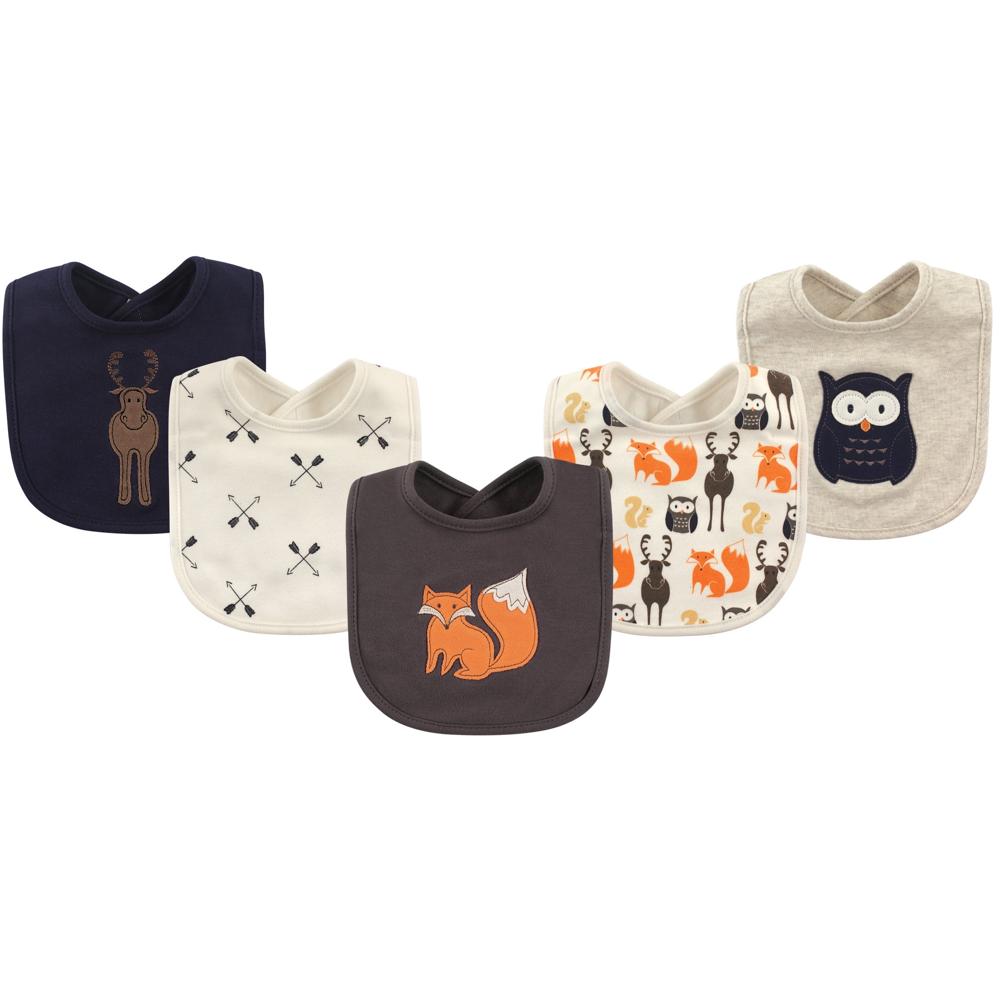 Hudson Baby Boy and Girl Cotton Drooler Bibs, 5Pack Forest Walmart