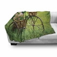 thumbnail image 3 of Flower Soft Flannel Fleece Blanket, Vintage Antique Rusty Bike with a Basket Flowers in a Spring Time Garden Photo Print, Cozy Plush for Indoor and Outdoor Use, 70" x 90", Multicolor, by Ambesonne, 3 of 6