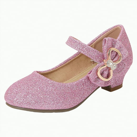 Hessimy Mary Jane Little Girls Dress Shoes Toddler Baby Ballet Flats Flower Girls Wedding Party Bow Princess Kid Shoes school performance shoes Rhinestone Sequin (Pink,12.5)