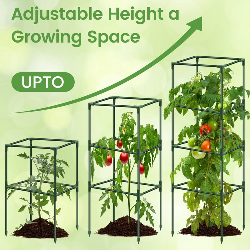 Garden Tomato Plant Cage Support Pole Assembled Tomato Garden Vegetable Cages Plastic Plant Tower Stakes Cucumber Tomato Cage