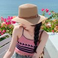 thumbnail image 4 of 56-58 cm circunferencia del sombrero sombrero de paja superior plano sombrilla de verano para mujer sombrero con hebilla de cinturón sombrero para sol de playa, 4 of 5