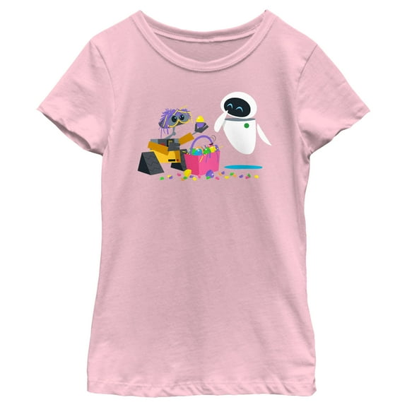 Girl's Wall-E Easter Basket Fun Graphic Tee Light Pink Medium