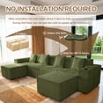 thumbnail image 6 of SEENYOO 133" Cloud Couch, Green Modular Sectional Sofa with 2 Ottomans, Corduroy Deep Seat for Living Room, No Assembly Required, 6 of 14