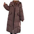 thumbnail image 2 of Womens Hooded Puffer Jacket Solid Color Thick Fleece Lined For Winter Warmth And Comfort Womens Winter Coats, 2 of 9