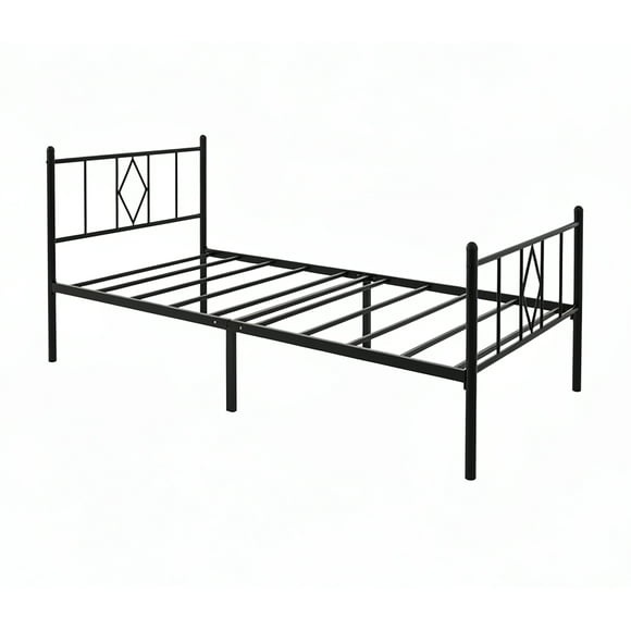 Twin XL Metal Bed Frame - Heavy Duty Steel Platform with Headboard, Noise-Free Slats & Underbed Storage, No Box Spring Needed