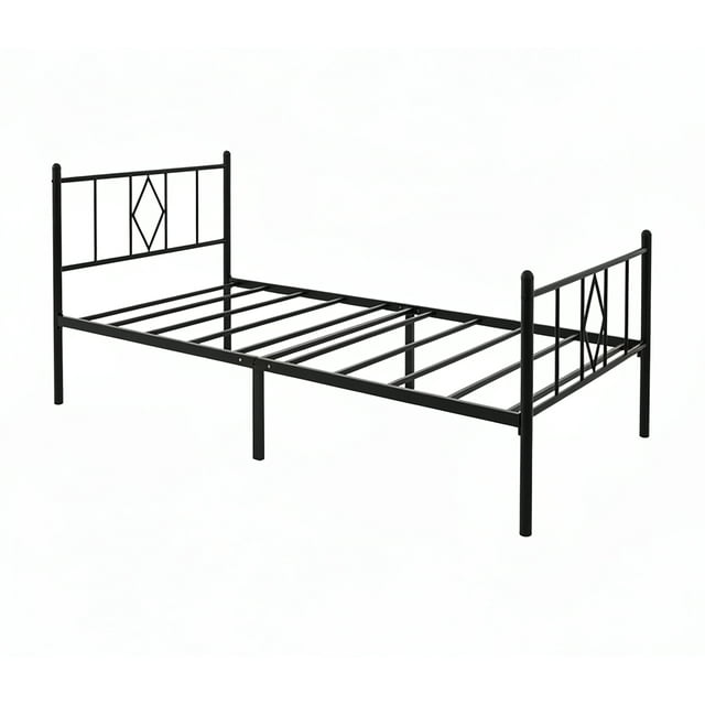 Twin XL Metal Bed Frame - Heavy Duty Steel Platform with Headboard, Noise-Free Slats & Underbed Storage, No Box Spring Needed