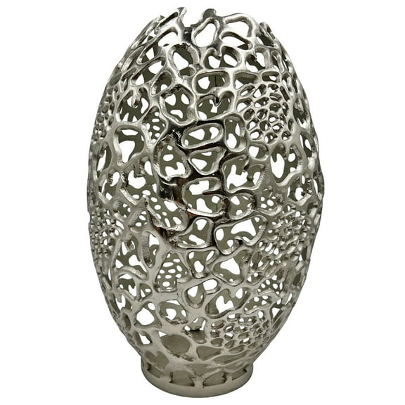 Bergamo Art 20" Decorative Handmade Aluminum Egg Nest Flower Vase in Nickel