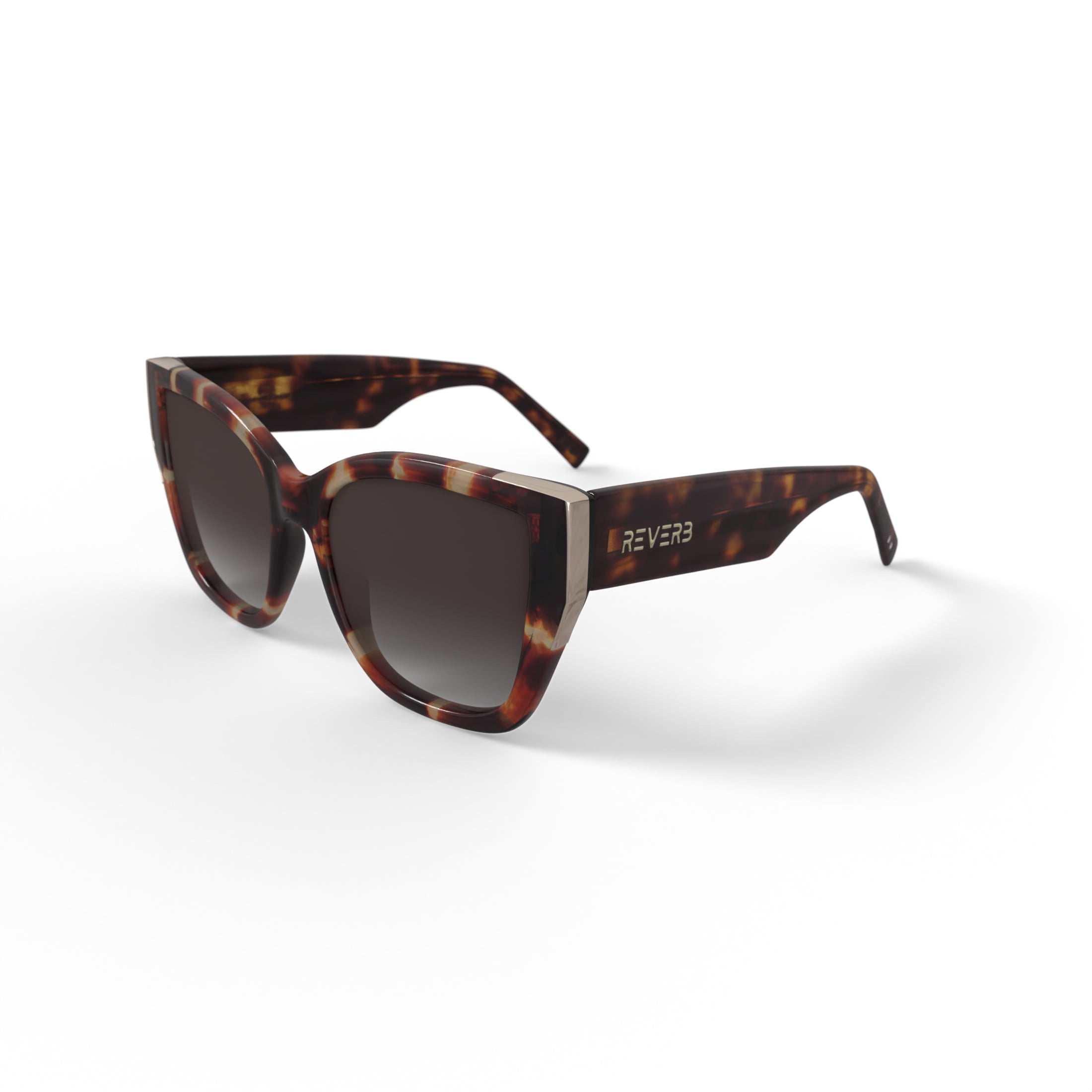 Reverb Women's Overstated Angular Square Prescription Fashion Sunglasses, RVLOS2002, Tortoise, 55-19-145, with Case