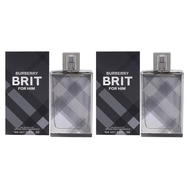Perfume Burberry Brit Burberry para hombre EDT en aerosol, 100 ml, paquete de 2