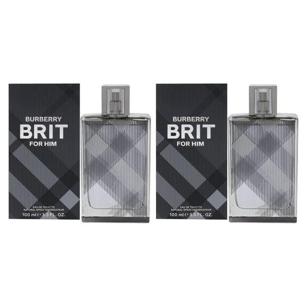 Perfume Burberry Brit Burberry para hombre EDT en aerosol, 100 ml, paquete de 2